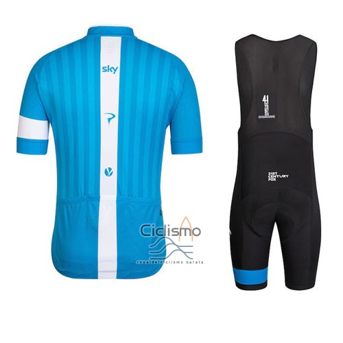 Sky Ropa Ciclismo Culotte Corto 2016 Mangas Cortas Azul y Blanco